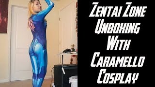 Zentai Zone Unboxing with Caramello Cosplay  Zero Suit Samus [upl. by Ynaffik]