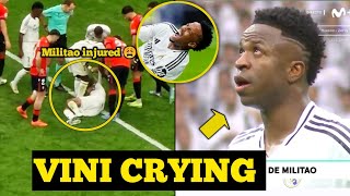 Vinicius Jr spotted CRYING after Eder Militaos ACL injury [upl. by Airlee]