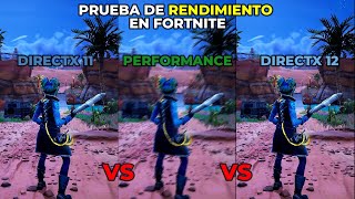 PRUEBA DE ALTO RENDIMIENTO EN FORTNITE DIRECTX 11 VS DIRECTX12 VS PERFORMANCE CUAL DA MAS FPS [upl. by Drareg433]