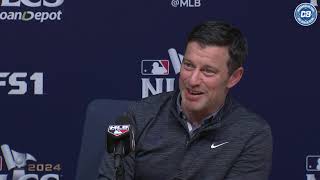 2024 NLCS Andrew Friedman talks Yoshinobu Yamamotos schedule Vesia amp Rojas off Dodgers roster [upl. by Eerahs]