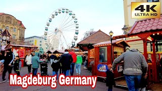 Magdeburg Germany 🇩🇪  December 2023  Magdeburg Weihnachtsmarkt Walking Tour Magdeburg 4K [upl. by Ahsap]