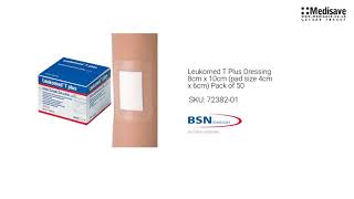 Leukomed T Plus Dressing 8cm x 10cm pad size 4cm x 6cm Pack of 50 72382 01 1920x1080 [upl. by Ayet]