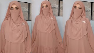 Hijab With Niqab Tutorial  Full Coverage NiqabHijab  Beautiful Hijab [upl. by Dnomyar100]