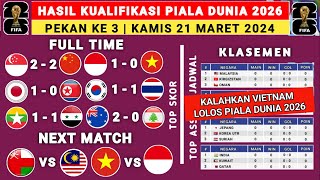 Hasil Kualifikasi Piala Dunia Hari ini  Indonesia vs Vietnam  Klasemen Kualifikasi Piala Dunia [upl. by Aitetel]