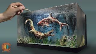 How To Make Zombie Crocodile vs Zombie Shark Diorama  Thalassophobia Polymer Clay  Resin Art [upl. by Yrrem]