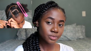 KNOTLESS JUMBO BOX BRAIDS  NEW CROCHET METHOD  NO RUBBER BAND METHOD  Terry Vassall [upl. by Ennail478]