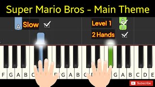 Super Mario Bros  Main Theme  piano easy [upl. by Nylessej]