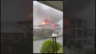 Home catches on fire after lightning strikes roof in Myrtle Beach South Carolina [upl. by Yule759]