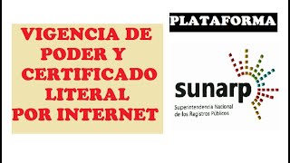 VIGENCIA DE PODER Y CERTIFICADO LITERAL POR INTERNET SUNARP [upl. by Peh]