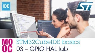 STM32CubeIDE basics  03 GPIO HAL lab [upl. by Arlon]