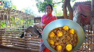 নতুন আলু দিয়ে হাঁসের মাংস রান্না  Duck curry with potato  village style cooking duck meat [upl. by Aicekan]