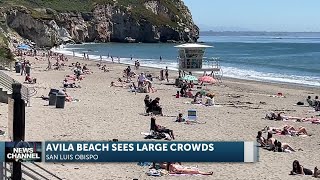 Avila beach sees large crowds on first warm day of year [upl. by Enella141]