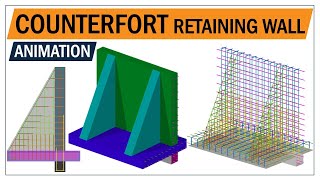 How to build retaining wall  Counterfort retaining wall reinforcements step by step 3d animation [upl. by Eldred80]