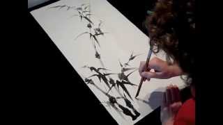 Painting Bamboo in sumie Chinese brush painting technique [upl. by Baugh]