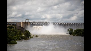 Lots of water Vaal dam wall and sluice gate Vaal river flooding [upl. by Sidras]