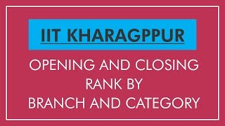 IIT Kharagpur  Opening and Closing Rank By BRANCH and CATEGORY  All Courses [upl. by Iggie329]