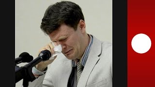 NKorea US student cries amp admits to being quotsevere criminalquot during press conf [upl. by Larson51]