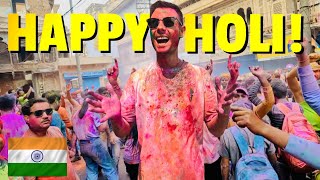 Playing HOLI in Mathura with locals HOLI FESTIVAL in INDIA 2024🇮🇳 [upl. by Ashling]