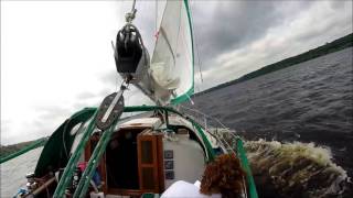 Sailing a Bayfield 32C on the St Croix River in heavy winds [upl. by Eelrahs684]