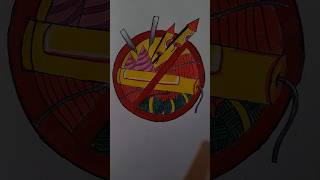 Say no to crackers Diwali easy drawing diwali art [upl. by Eeclehc]