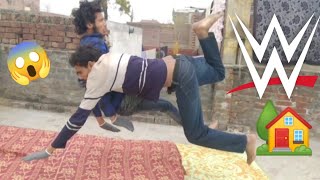 HOME WRESTLING😱WWE MOVES AT HOME🏡HOME WRESTLING MATCH🔥 [upl. by Ennobe]