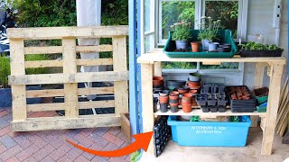 Simple DIY Wood Pallet Potting Bench full instructions [upl. by Hayikat]