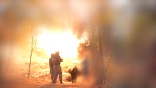 Moment A Russian Shell Lands Next To An RFERL Crew In Ukraine [upl. by Paddie]