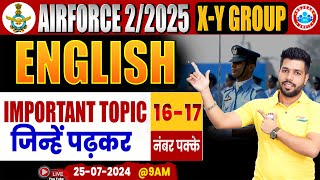 Airforce 22025  Airforce X and Y Group English Important Topics  English By Anuj Sir [upl. by Marmawke54]