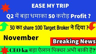 EaseMyTrip share News Q2 RESULT 50 Crore profit NEWS   EaseMyTrip Share News  Easy Trip News [upl. by Ulphiah]