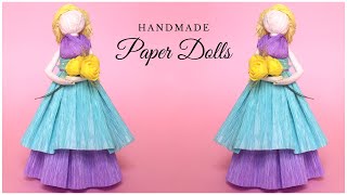 How To Make Paper Doll  Handmade Crepe Paper Dolls [upl. by Catt]