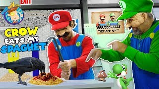 MARIO BROS FIX UP OLD BALDIS BASICS SCHOOL Crow vs Crowbar FUNnel Family Skit Vision [upl. by Gomar]