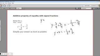 Additive property of equality with signed fractions [upl. by Oshinski]