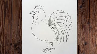 hen drawing simplehow to draw rooster and cock easy [upl. by Deedahs971]