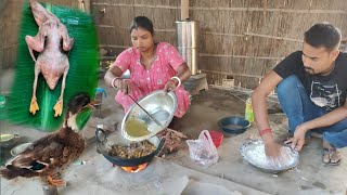 duck curry recipe with Bengali Puri recipe hasher mangsho ranna village cooking house [upl. by Leiuqese]