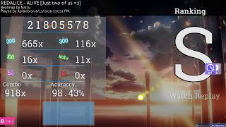 osu  Apraxia 🇺🇸  REDALiCE  ALiVE Just two of us ❤ HDDT 9843 918934x 1xSB 540pp 6 [upl. by Sualocin]