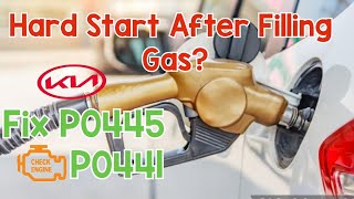 How to Fix P0441 P0445  Solenoid PurgeValve  Hard Start After Filling Gas  Kia Sorento [upl. by Korney]