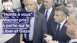 quotHonte à vousquot Emmanuel Macron interpellé sur la situation au Gaza et au Liban [upl. by Esmerolda]