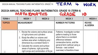 Mathematics Grade 10 Term 4 Topics to be Prepared mathszoneafricanmotives [upl. by Aicrag]