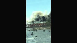 See Bonnet Carre spillway train trestle engulfed in flames [upl. by Andy601]