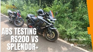 ABS testing rs200 vs Splendor Plus kis mein jyada breaking acchi hai [upl. by Dalila122]