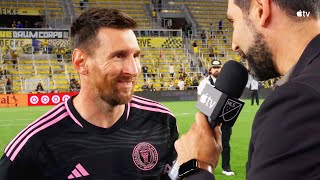 Messi Postgame Interview After Scoring TWO Goals securing Supporters Shield for Inter Miami [upl. by Barbour]