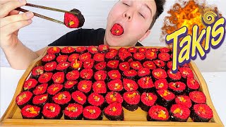 100 Fire Takis Sushi Challenge • MUKBANG [upl. by Yllor]