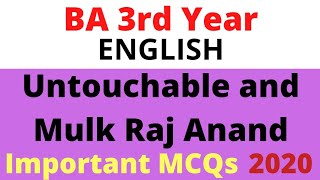 BA objective questions from Mulk Raj Anand and his Work quotUntouchablequot  MCQs from Untouchable [upl. by Ttayw]