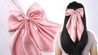 LONG TAILS Satin Hair Bow 🎀 How to Make a Bow with Long Tails [upl. by Emeric]