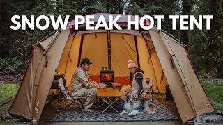 Is this the best wood stove and hot tent set up for winter camping Snow Peak  ASMR [upl. by Brett]