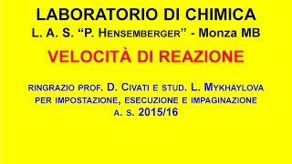 LABORATORIO CHIMICA esperienze sulla velocità di reazione [upl. by Ak829]