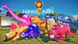 Turbozaurs Jurassic World Adventure with Chuck Thor Unky Jo Bull and Jerry [upl. by Oriole947]