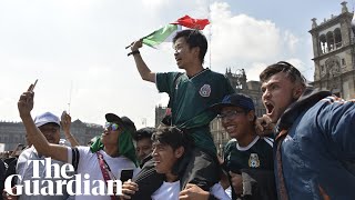 South Korean fans mobbed by Mexicans after Germanys World Cup exit [upl. by Ylirama]