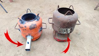 How To Making Wood stove From Old Gas Cylinder  12 volt charging stove [upl. by Atteuqihc771]