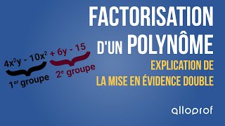 Factorisation dun polynôme  explication de la mise en évidence double  Mathématiques  Alloprof [upl. by Blasien]